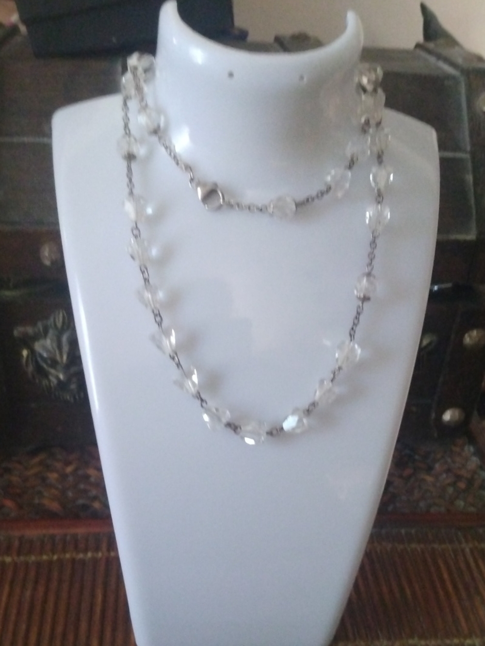 Clear Beaded Layered Necklace